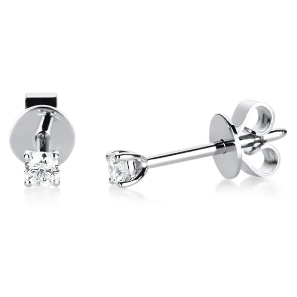 Solitaire stud earrings 18kt 750 white gold 0.16ct