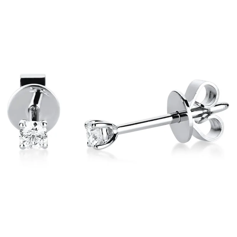Solitaire stud earrings 18kt 750 white gold 0.16ct