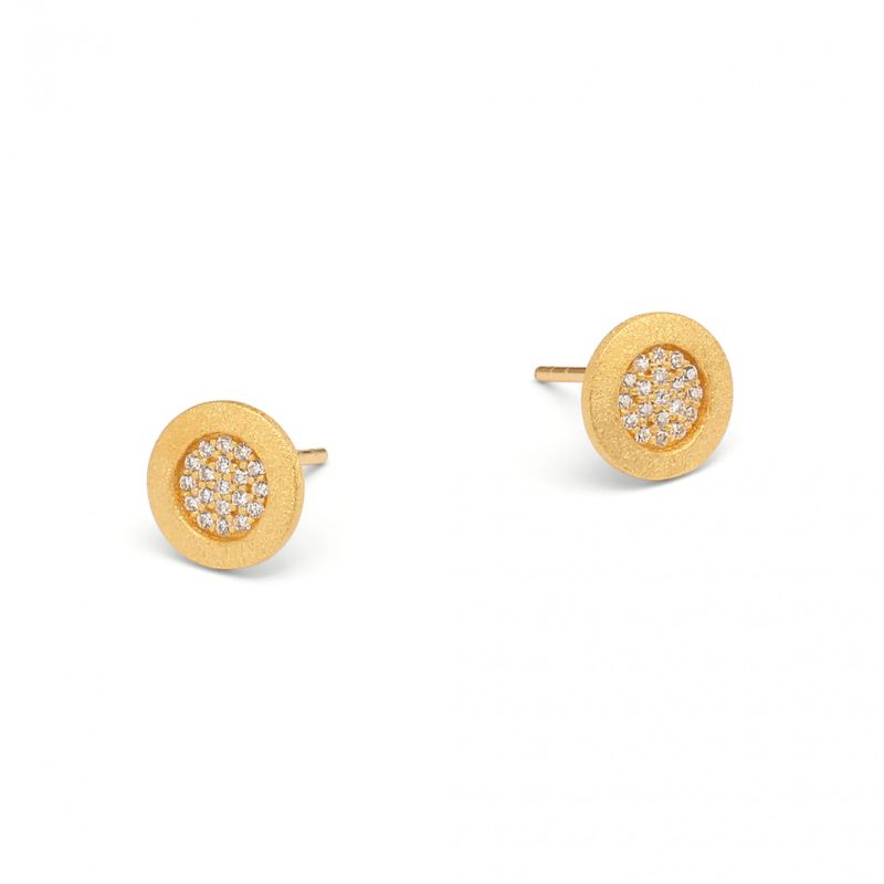 Bernd Wolf Plug Padmi Design Line Pavé Zirconia, Sterling Silver 925, 24-Karat Gold Plated
