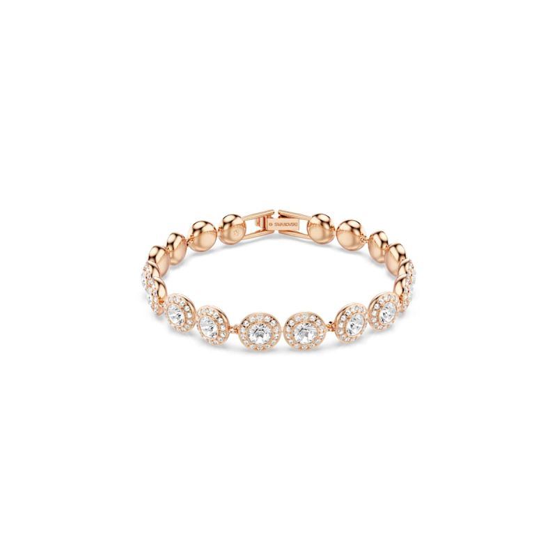 Swarovski Una Angelic Armband, Rundschliff, Pavé, Medium, Weiß, Roségoldlegiert, 16,5 cm