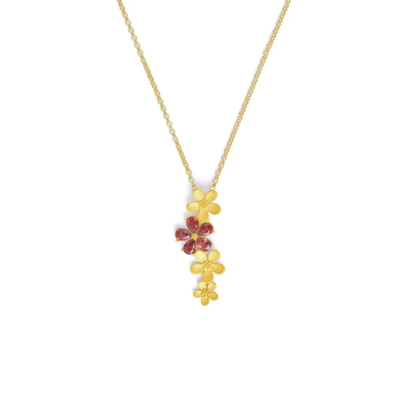 Bernd Wolf Marcella necklace design line Flowertimes, flowers, garnet, gold 8611045776-V45