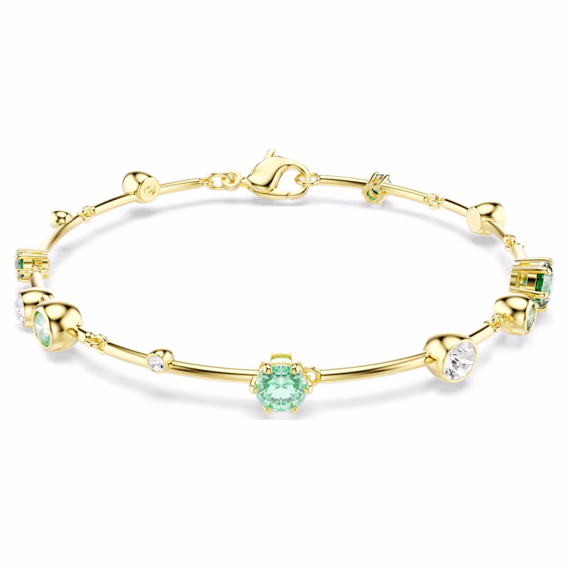 Swarovski Constella Bracelet, Various Cuts, Green, 18k Gold Plated