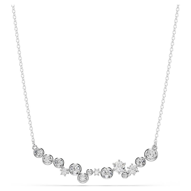 Swarovski Constella Halskette Verschiedene Schliffe, Weiß, Rhodiniert