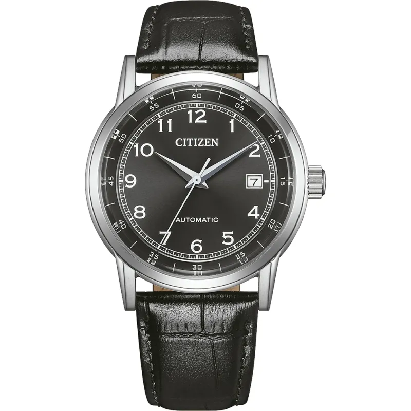Citizen Automatic Dress Watch Leather Black, 40mm Men's Watch NJ0210-05E