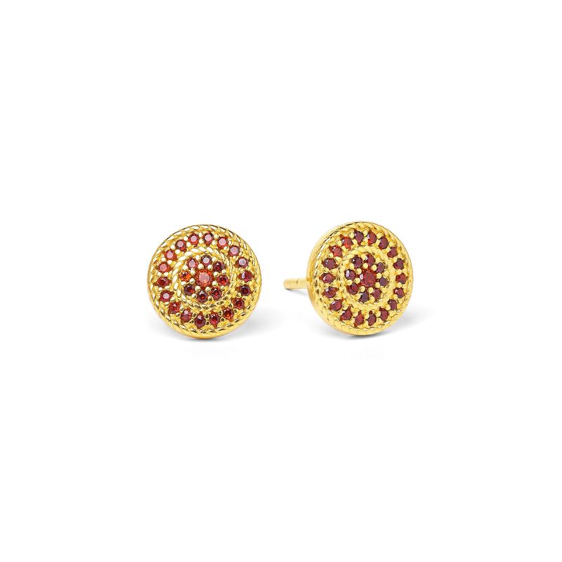 Bernd Wolf Verina stud earrings design line Sparkling Pavé, garnet, 24-carat gold-plated 19029773