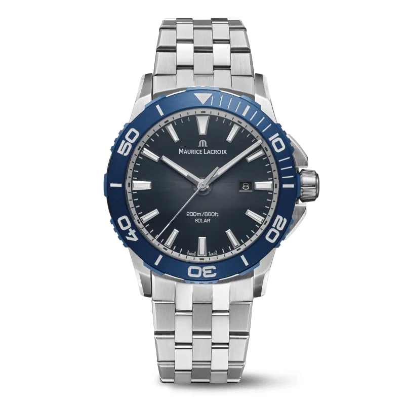 Maurice Lacroix PONTOS S SOLAR 42mm, Quartz, Stainless Steel Bracelet Men's Watch PT1008-SSL42-430-1