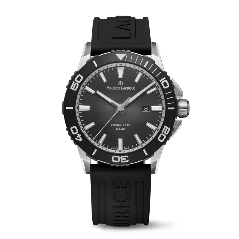 Maurice Lacroix PONTOS S SOLAR, 42mm, Quartz, Black Rubber Strap Men's Watch PT1008-SSL20-330-2