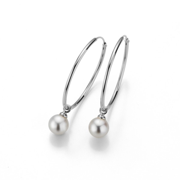 Adriana hoop earrings rhodium-plated silver with freshwater pearls G8-94