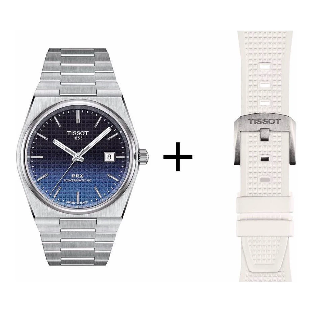 Tissot PRX Gradient men's watch T137.407.11.051.01 set with white rubber strap
