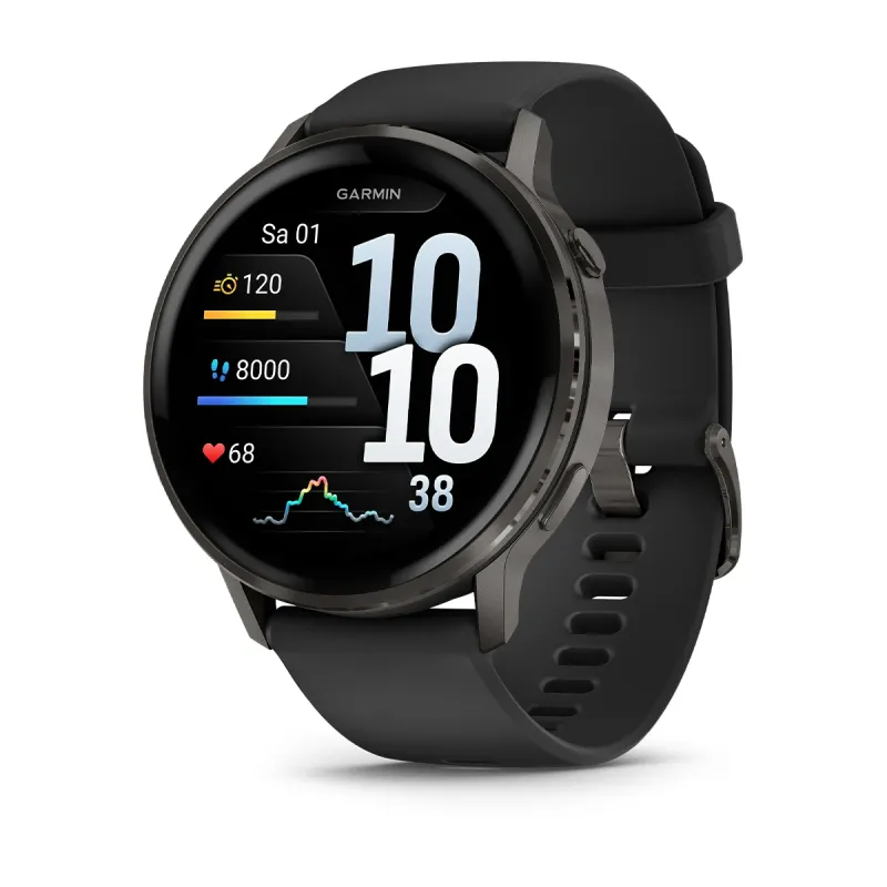 Garmin Venu® 4 - 45 mm Black/Slate Gray with 22 mm quick-release silicone strap Unisex Watch 010-03014-00
