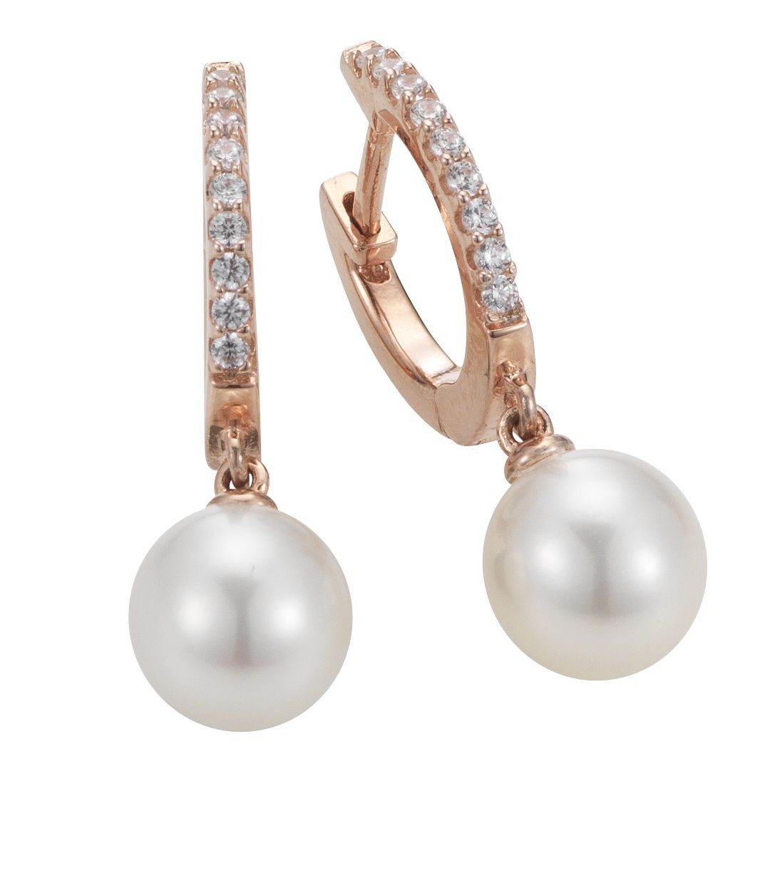 Adriana hoop earrings silver rose gold plated with freshwater pearls and zirconia G9-92