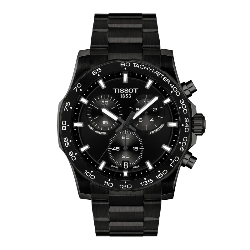 Tissot Supersport Chrono 42mm, quartz movement, stainless steel, butterfly folding clasp with pushers, men's watch T125.417.33.051.00