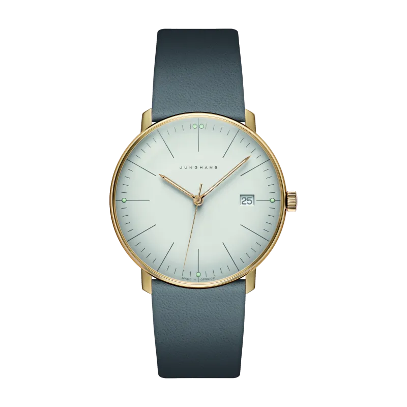 Junghans max bill Quartz Sand Gold Leather Strap Mens Watch 41/7857.02