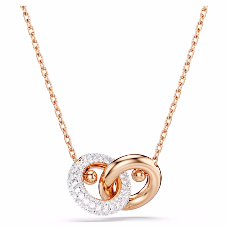 Swarovski Dextera pendant, round cut, white, rose gold alloy layer