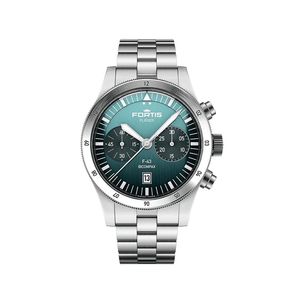 Fortis FLIEGER F-43 Bicompax Petrol Men's Watch F4240008