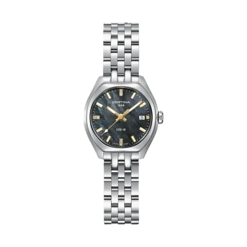 Certina DS-2 Lady Quartz, Stainless Steel Mother-of-Pearl, Black Ladies' Watch C049.210.11.126.01