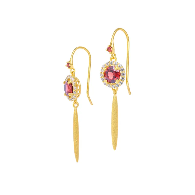 Bernd Wolf Brinella earrings design line Brilliana, garnet, 24-carat gold-plated 1550016776