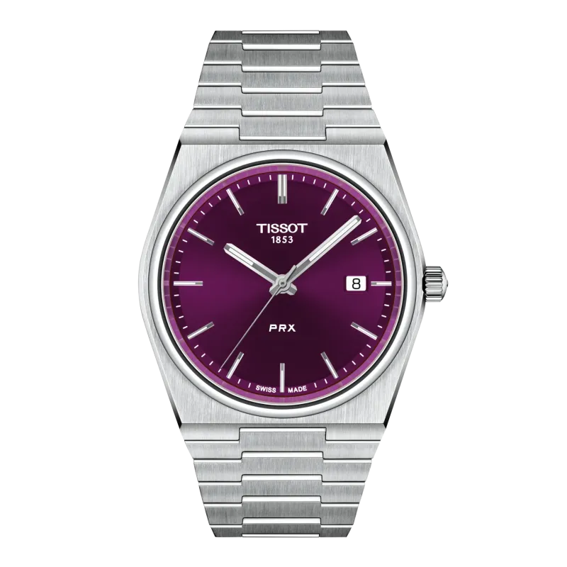 Tissot PRX 40mm purple, quartz movement, stainless steel, sapphire crystal men's watch T137.410.11.401.00