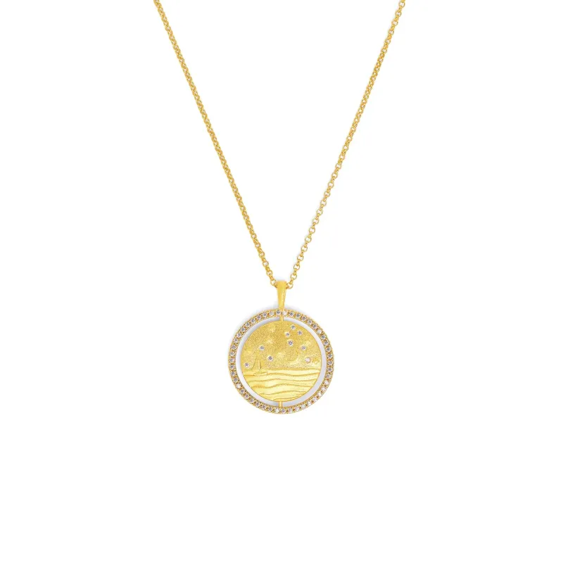 Bernd Wolf necklace Sun&Sea, Sun&Moon design line, zirconia, 24-karat gold plated