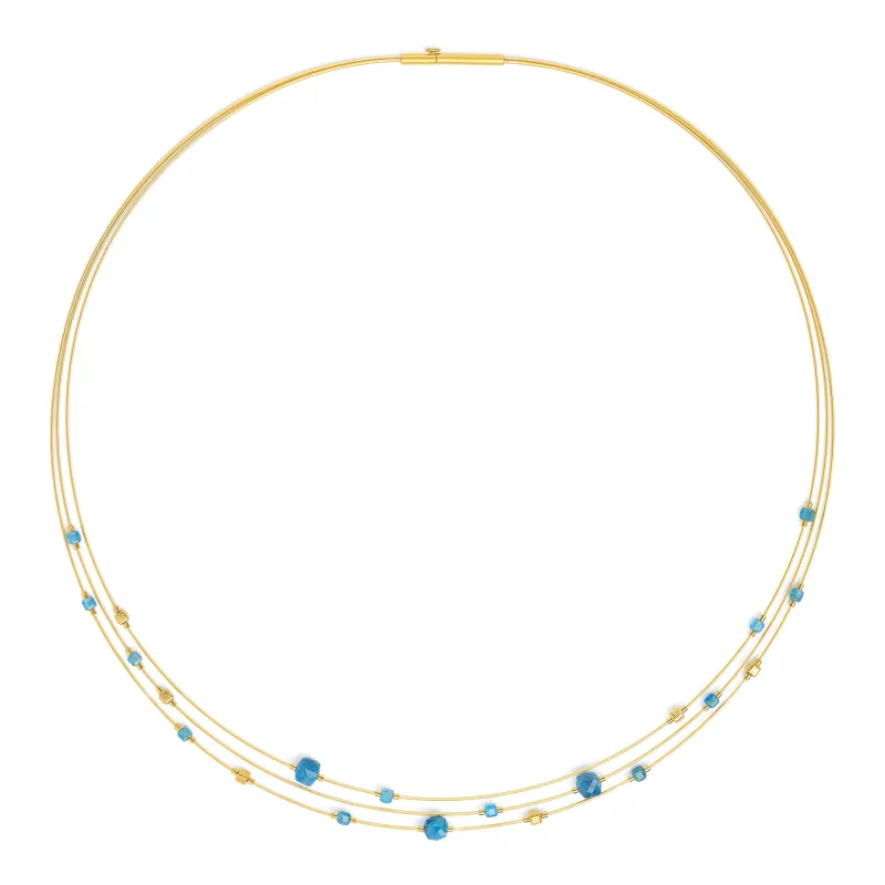 Bernd Wolf Cubetinos necklace, Cubes design line, apatite, 24-karat gold plated
