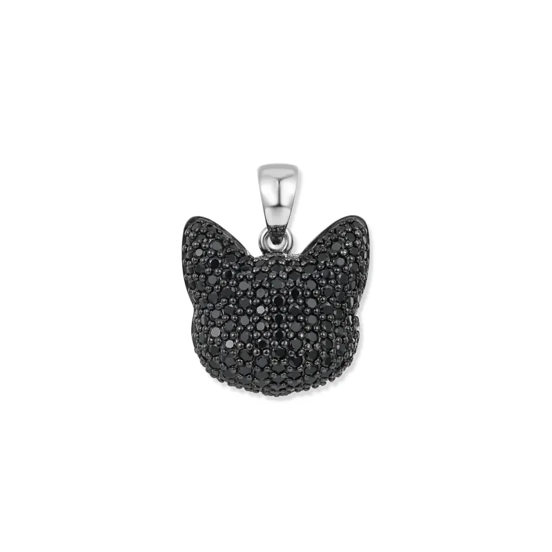 Kuro Cat Pendant, 925 Sterling Silver, Black