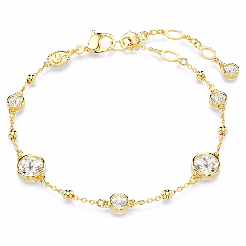Swarovski Imber Armband Rundschliff, Verstreutes Design, Weiß, 18k vergoldet
