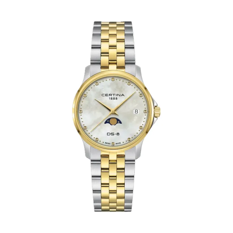 Certina DS-8 Moonphase Lady Quartz, Stainless Steel, Mother-of-Pearl Ladies' Watch C045.223.22.111.00