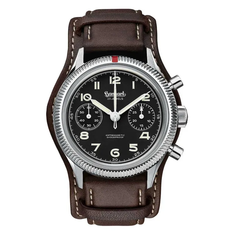 Hanhart 417 ES 1954 39 mm Leather Strap Dark Brown Men's Watch H701.210-7110