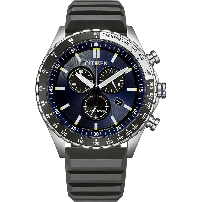 Citizen Eco-Drive Sport Chronograph, 43 mm, silicone strap men's watch AT2569-04L