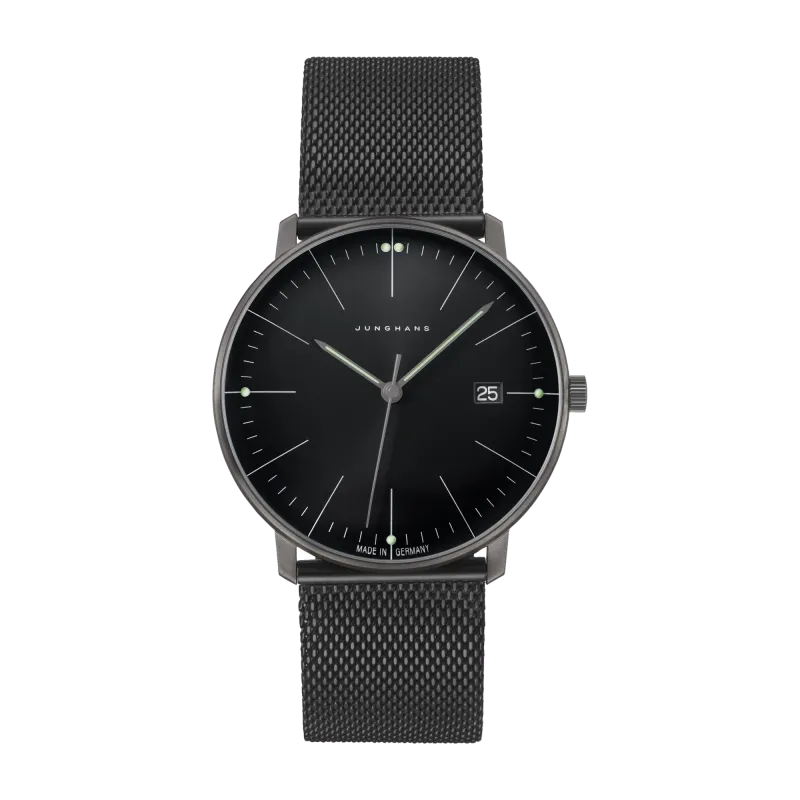 Junghans max bill Quartz Black PVD Milanese Bracelet Mens Watch 41/4660.46