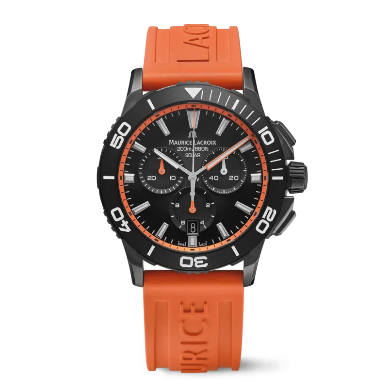 Maurice Lacroix PONTOS S SOLAR CHRONOGRAPH SPECIAL EDITION, 42 mm, Quartz, Rubber strap, Orange Men's watch PT1038-DLB00-330-6