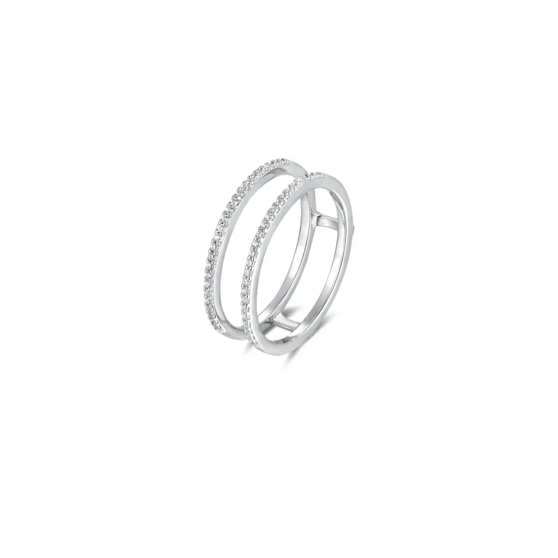 At the time, Moonshine Safari Ring in rhodium-plated 925 sterling silver, size 54