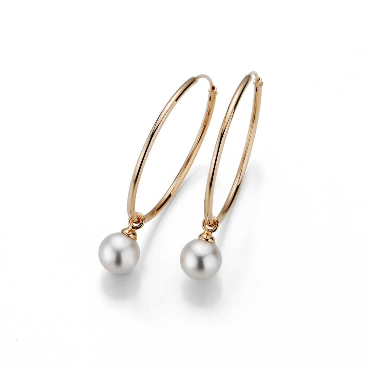 Adriana hoop earrings silver rose gold plated with freshwater pearls G8-92