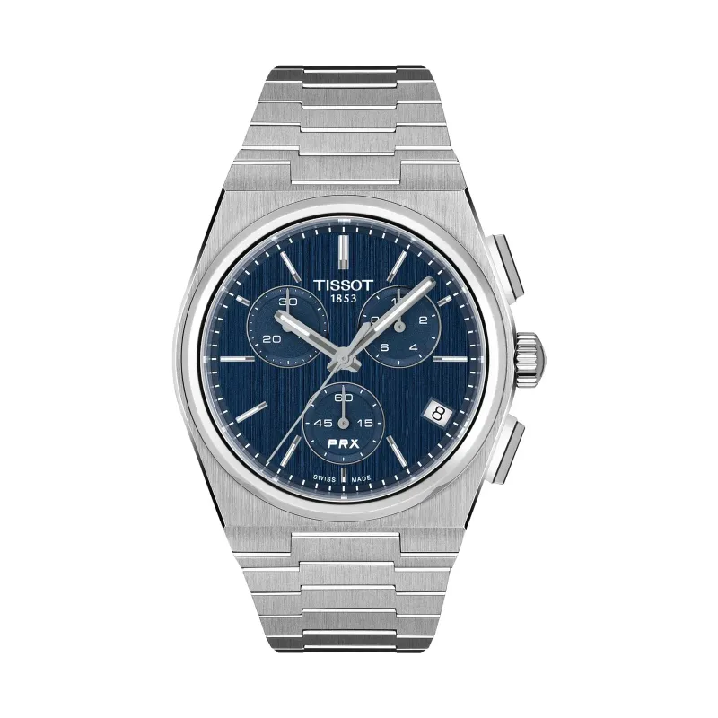 Tissot PRX Chronograph Quartz 41 mm Steel Bracelet Blue Mens Watch T137.417.11.041.00