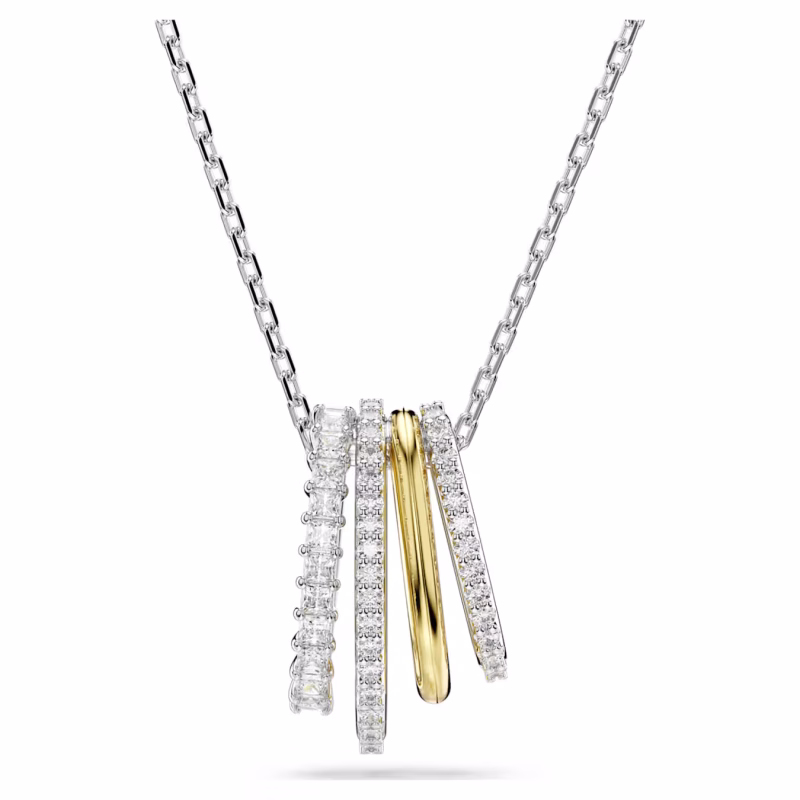 Swarovski Hyperbola pendant, various cuts, white, mixed metals
